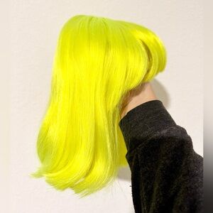 MOVING SALE | Vintage Women’s “Westbay” Neon Yellow Wig, Bob Hairstyle W/ Bangs